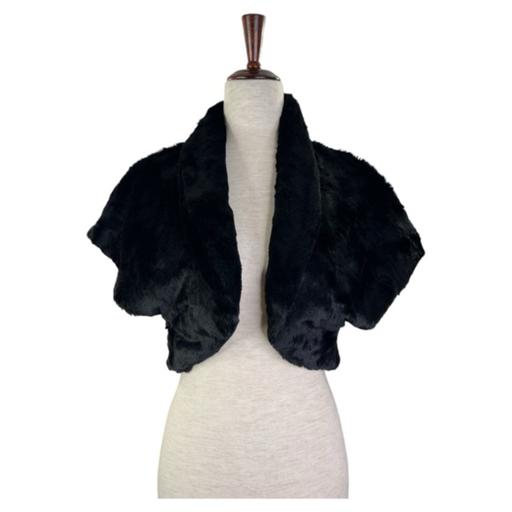 VINCE CAMUTO WOMEN’S BLACK FAUX FUR  LAYERING SHRUG SZ L